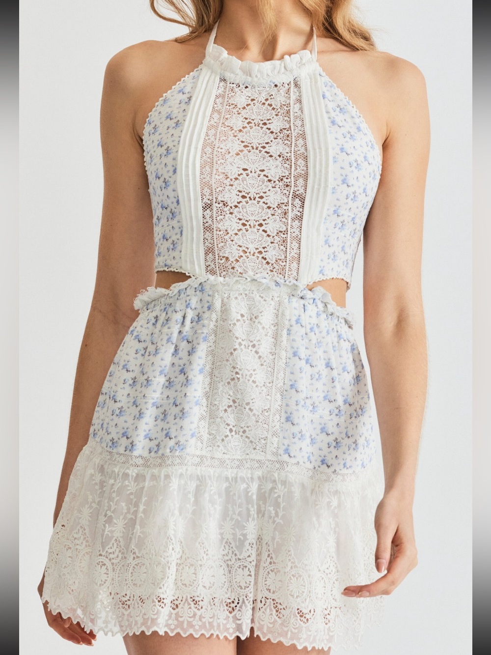 NWT Love Shack Fancy Blue White Floral Kesia Dress Size XL Retail $375